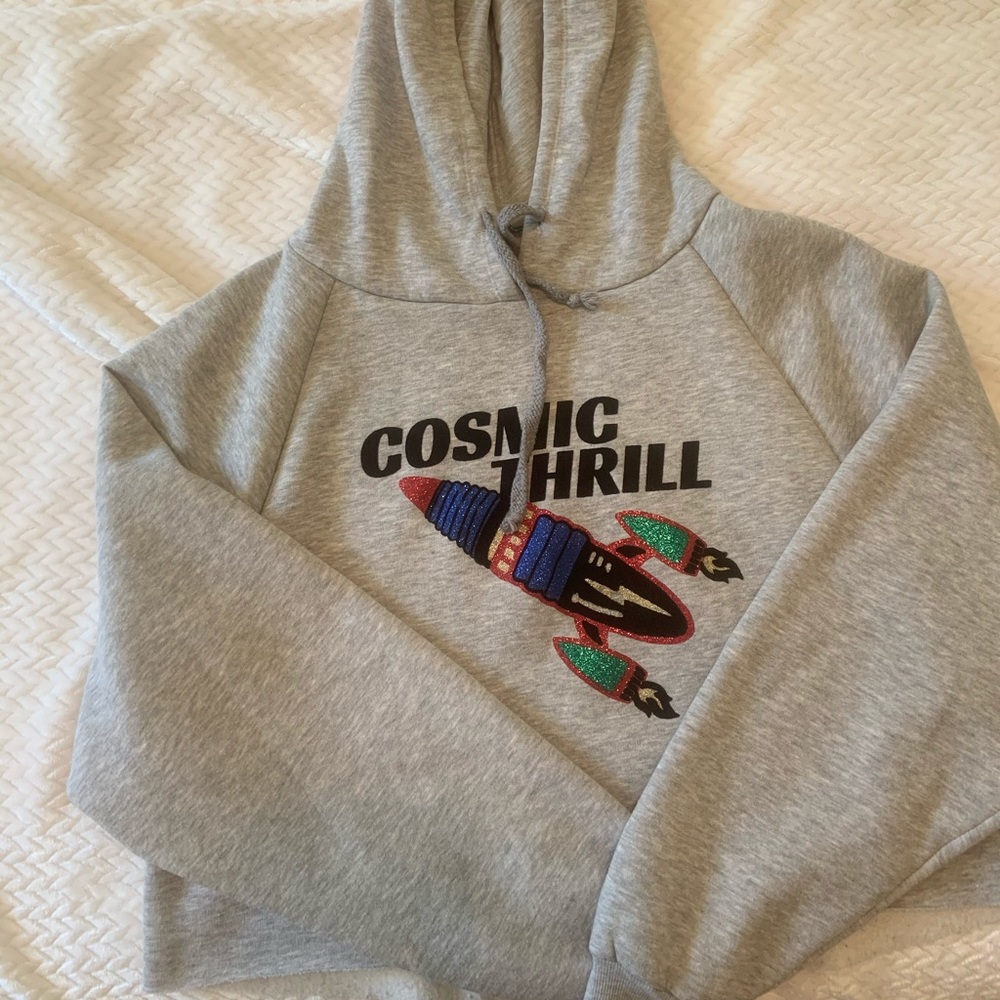 Grey cosmic thrill lightly cropped sweatshirt